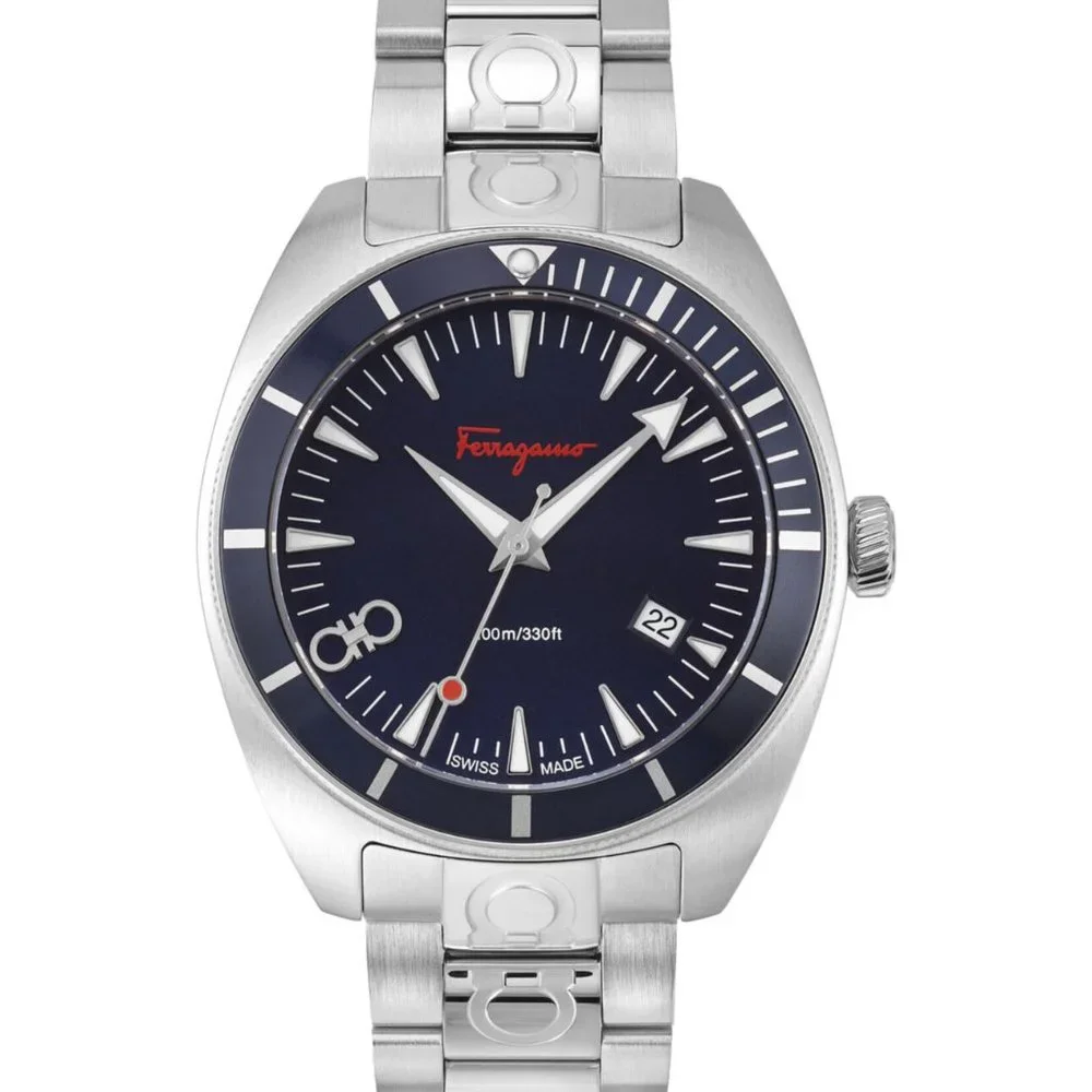 Ferragamo Sale Mens Strap Steel Watch w/ Full Box NEW
